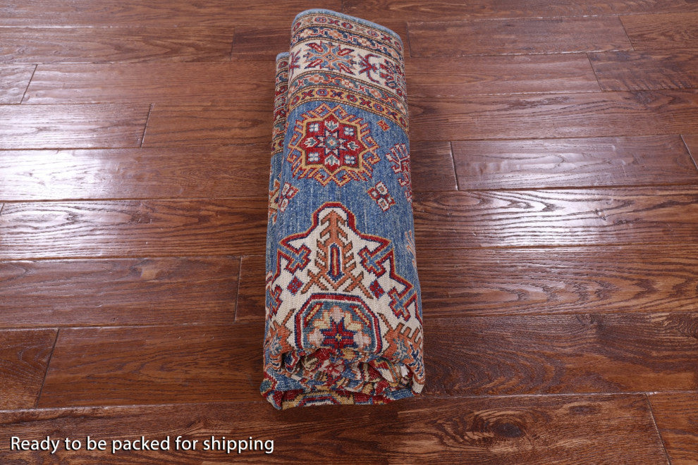 4' 10" X 6' 9" Handmade Super Kazak Wool Rug Q10260