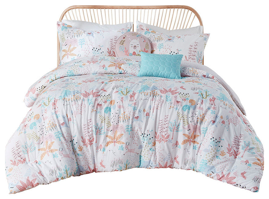 Kids Iris Forest Animal Friends Comforter Set, Full/Queen