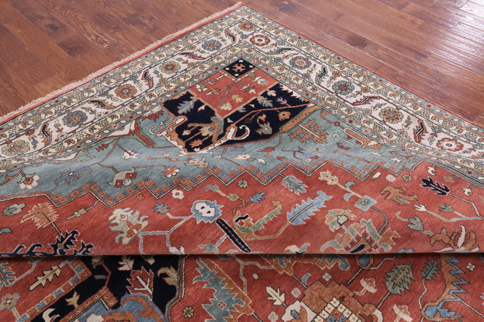 11' 11" X 14' 11" Persian Fine Serapi Handmade Wool Rug - Q14710