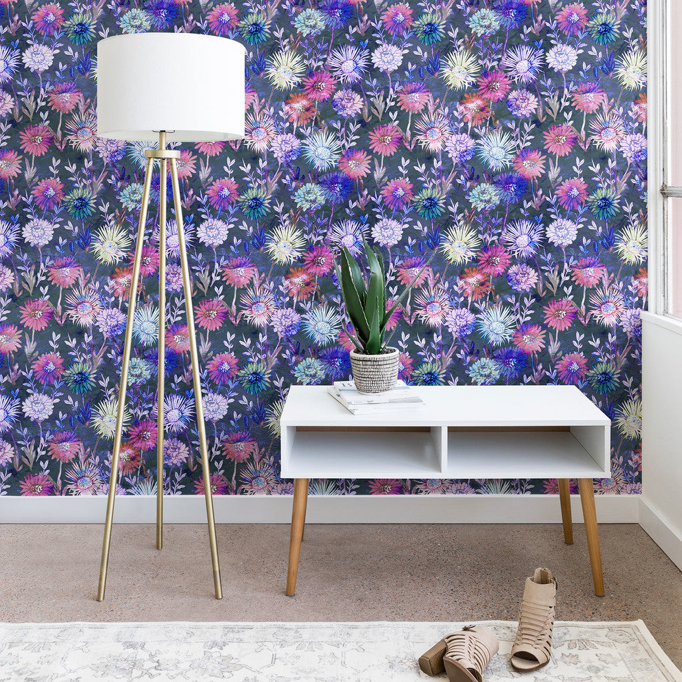 Deny Designs Schatzi Brown Gillian Floral Gray Wallpaper, Gray, 2'x4'