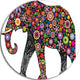 Cheerful Elephant, Animal Digital Art Round Wall Art, 23"