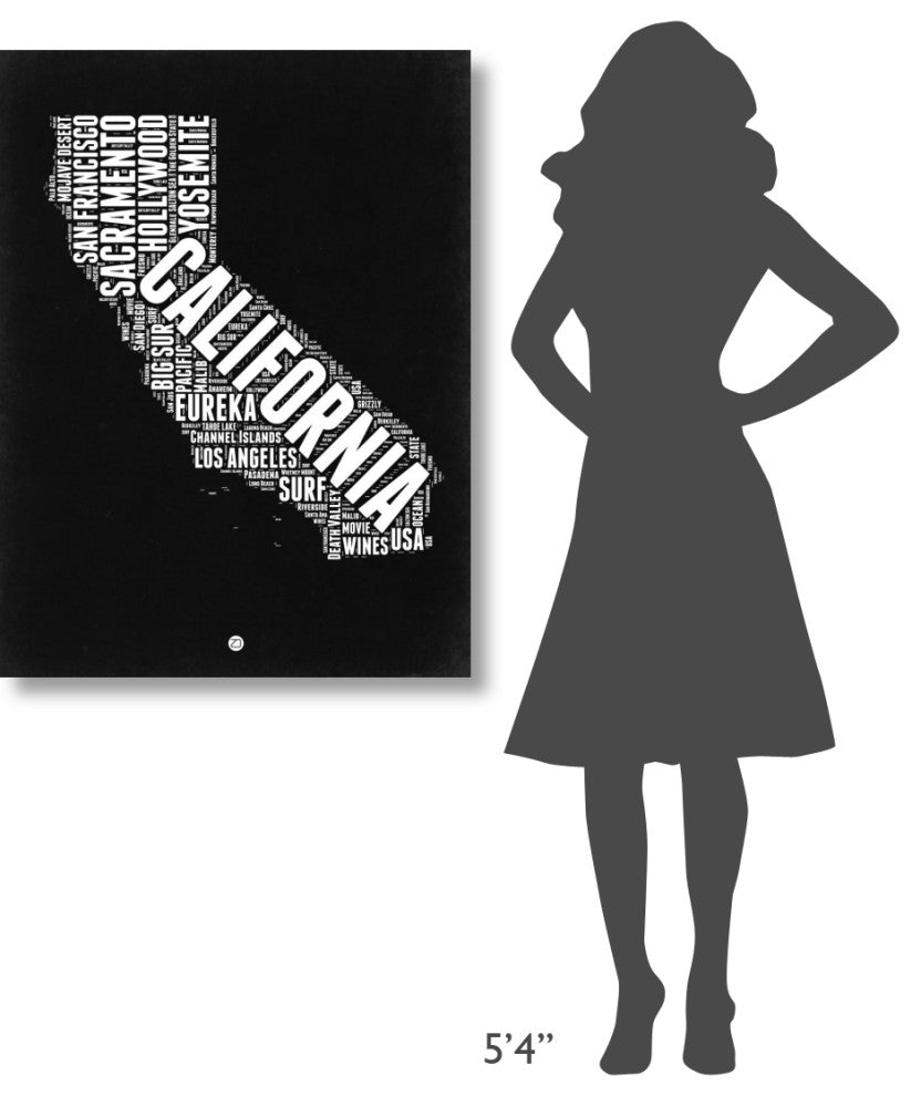 "California Black and White Map" Fine Art Print