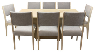 Flagstaff 9-Piece 72" Dining Set With 8 Ash Boucle Chairs In Gray