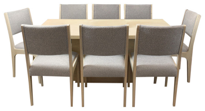 Flagstaff 9-Piece 72" Dining Set With 8 Ash Boucle Chairs In Gray