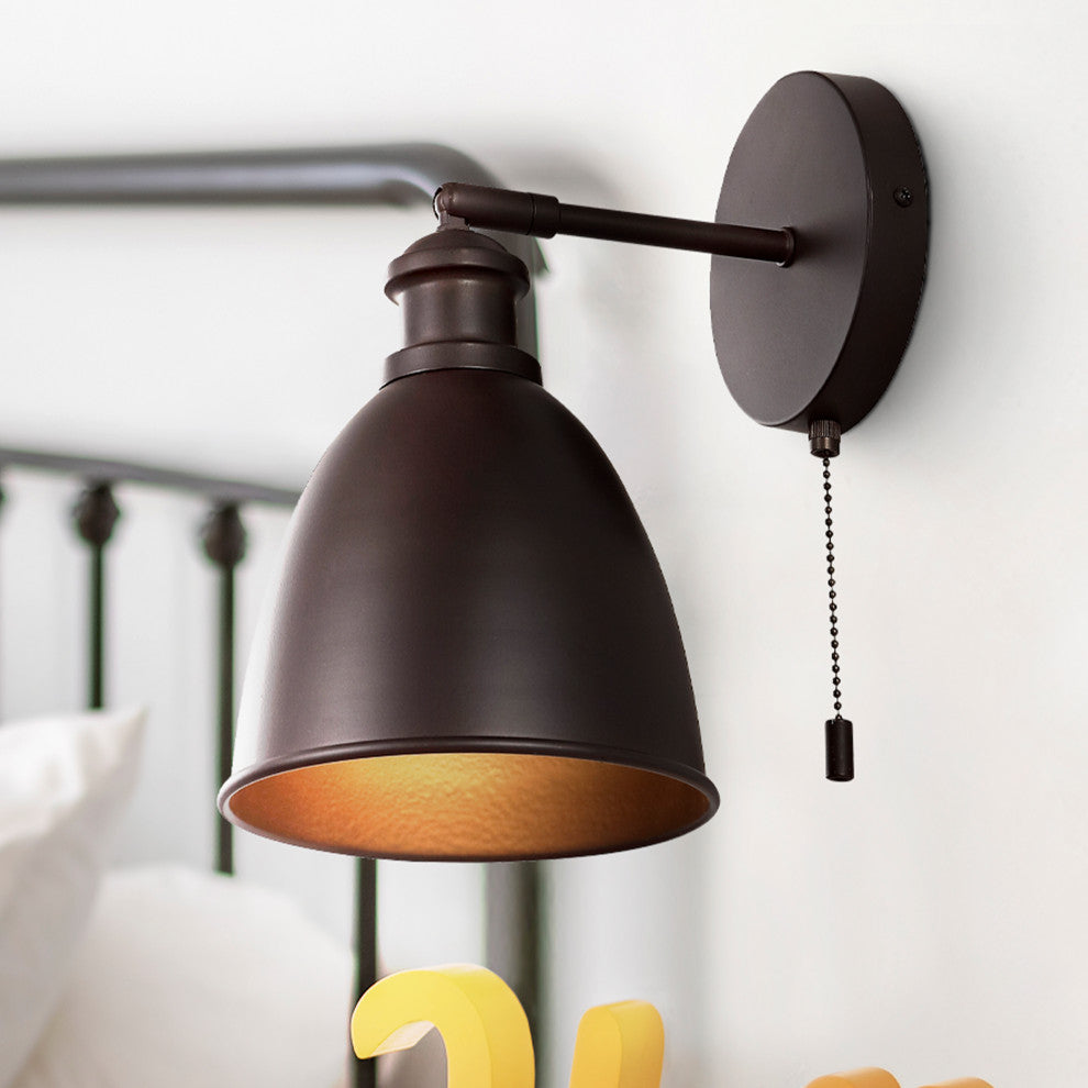 Hudson 6.5" 1-Light Farmhouse Bohemian Iron LED Sconce, Oil Rubbed Bronze