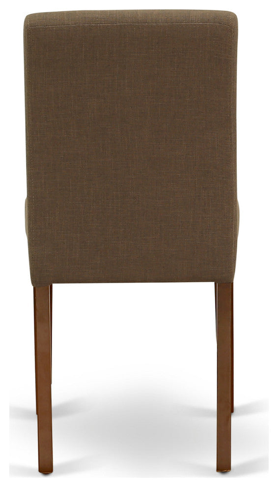 5Pc Round 42" Dinette Table, Four Parson Chair, Mahogany Leg, Fabric Coffee