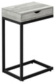 Accent Table, C-Shaped, Storage Drawer, Metal, Laminate, Grey, Black