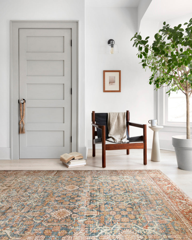 Ocean, Rust Printed Polyester Layla Area Rug by Loloi II, 7'-6"x9'-6"
