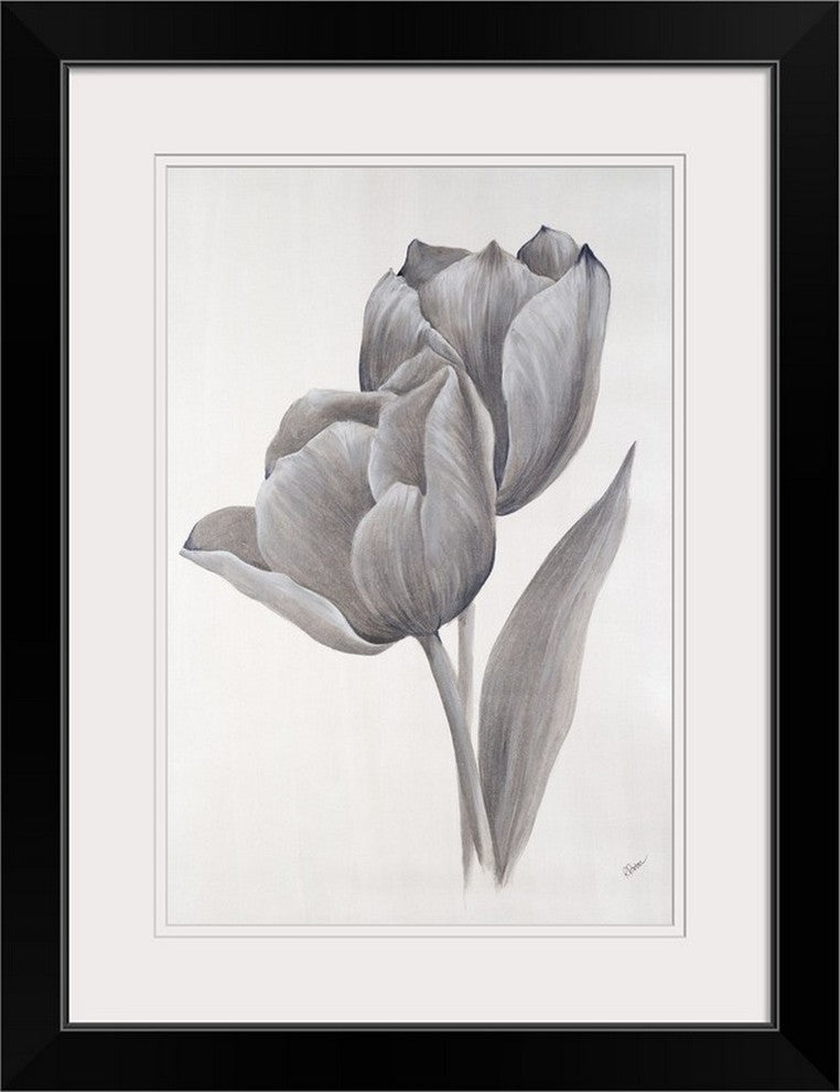 "Delicate Silver I" Black Framed Art Print, 20"x26"x1"