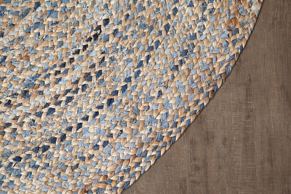 Anji Mountain Kerala Denim & Jute Area Rug, Round 6'' x 6''