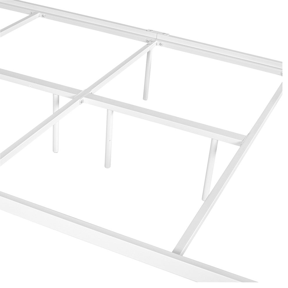 Twin/Full/Queen Wood Frame Platform Bed with Center Support Legs, White, Full