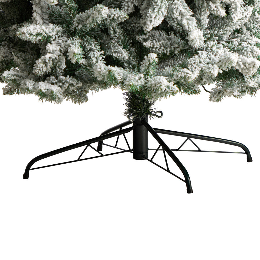 10' Slim Flocked Montreal Fir Artificial Christmas Tree, 800 White LED Lights