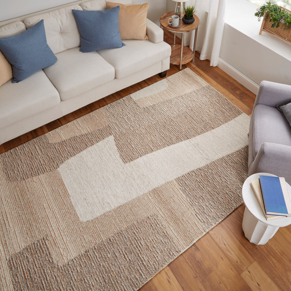 Middleton Modern Abstract, Brown/Tan/Ivory, 5'x8' Area Rug