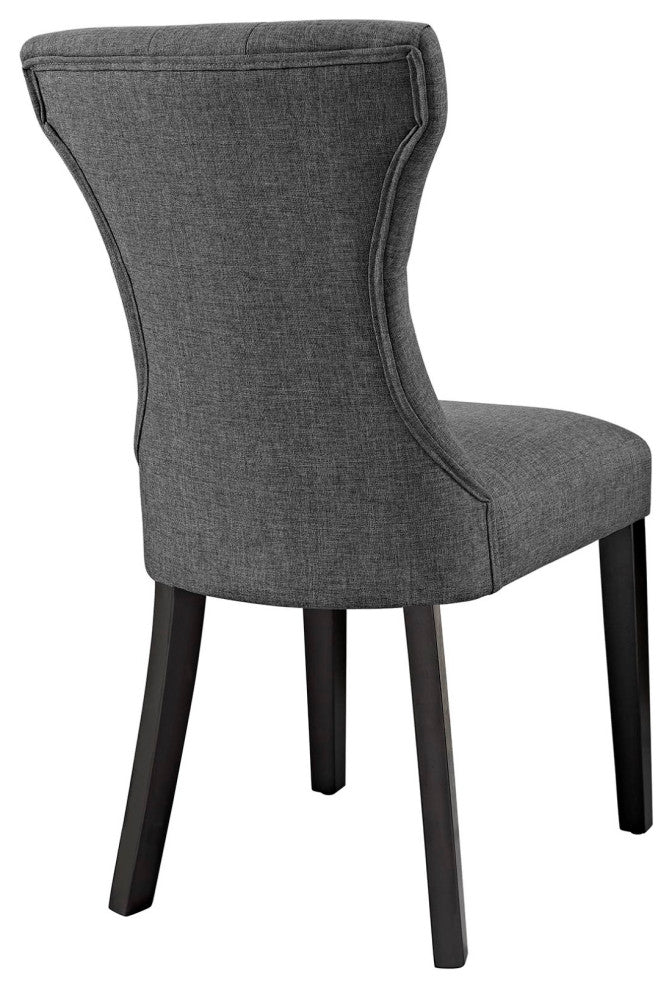 Modern Contemporary Dining Side Chair, Gray Fabric