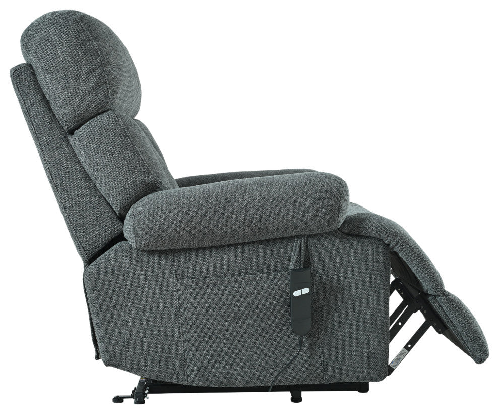 GDF Studio Oversized Power Lift Recliner Chair for Seniors, Remote Control, Dark Gray