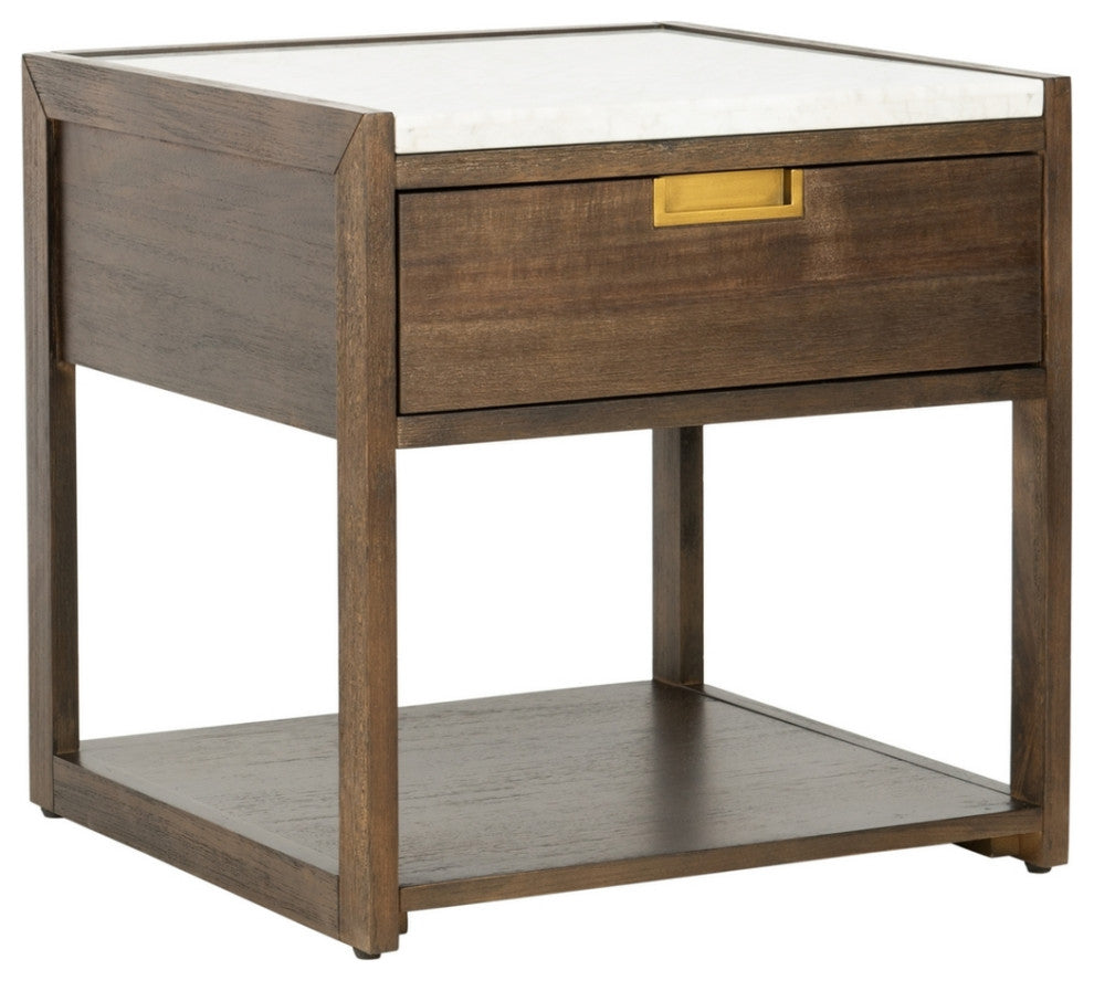 Safavieh Couture Adeline 1 Drawer Nightstand, Dark Chocolate