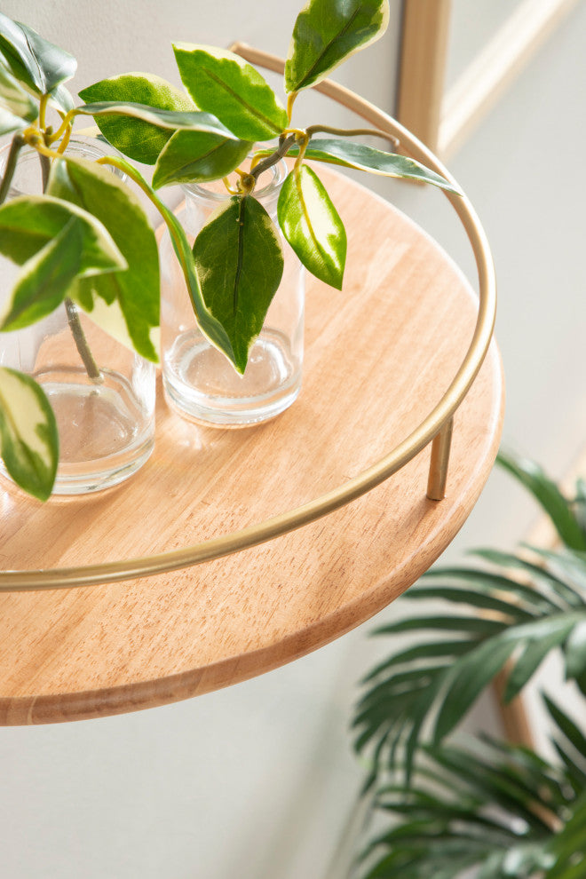 Camryn Semi Circle Shelf Set, Natural/Gold, 2 Piece