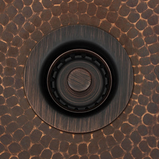 12" Round Hammered Copper Bar Sink, 2" Drain Opening, Drain & Accessories
