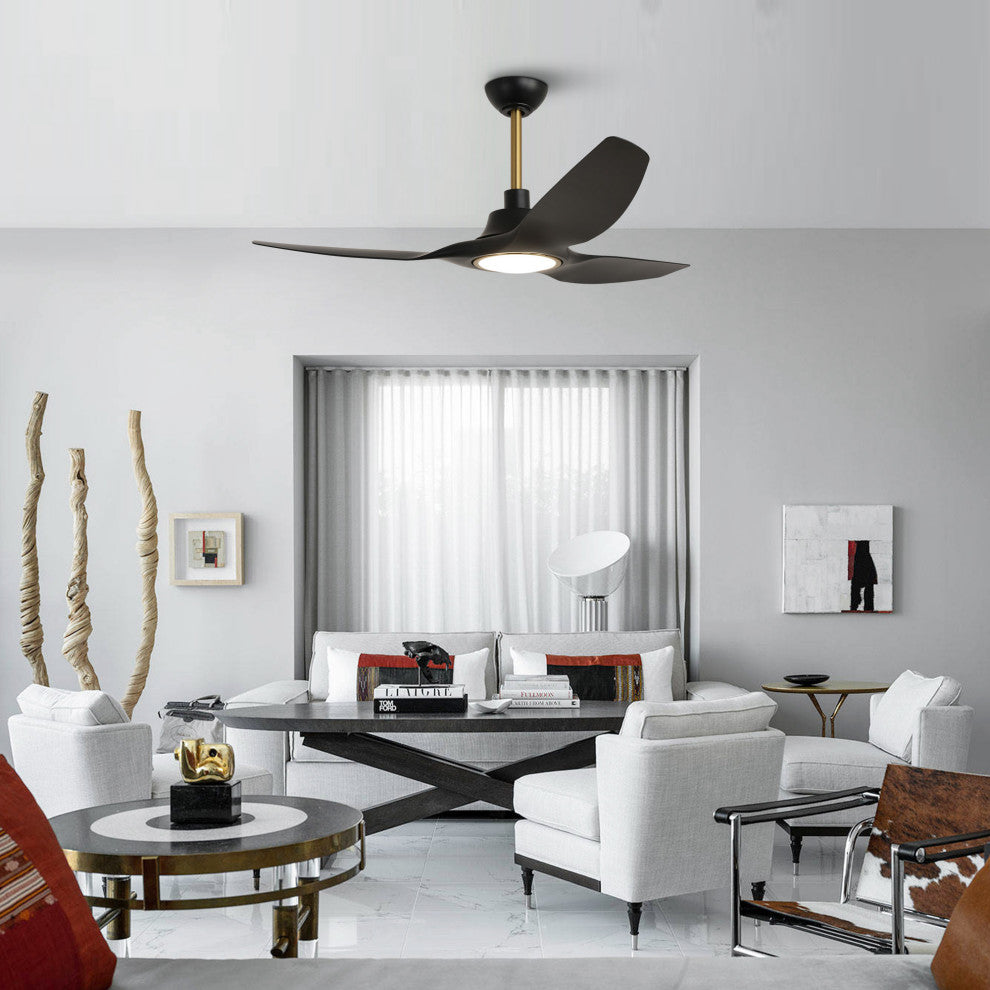 52-inch Modern Black LED Smart Ceiling Fan with Remote