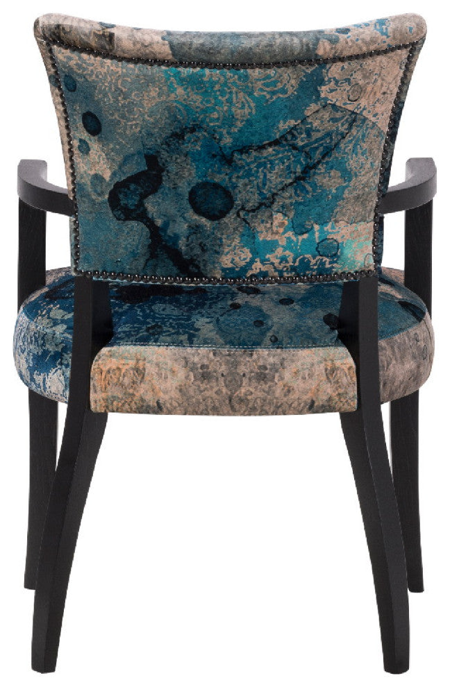 Printed Velvet Dining Armchair Andrew Martin Mimi, Blue