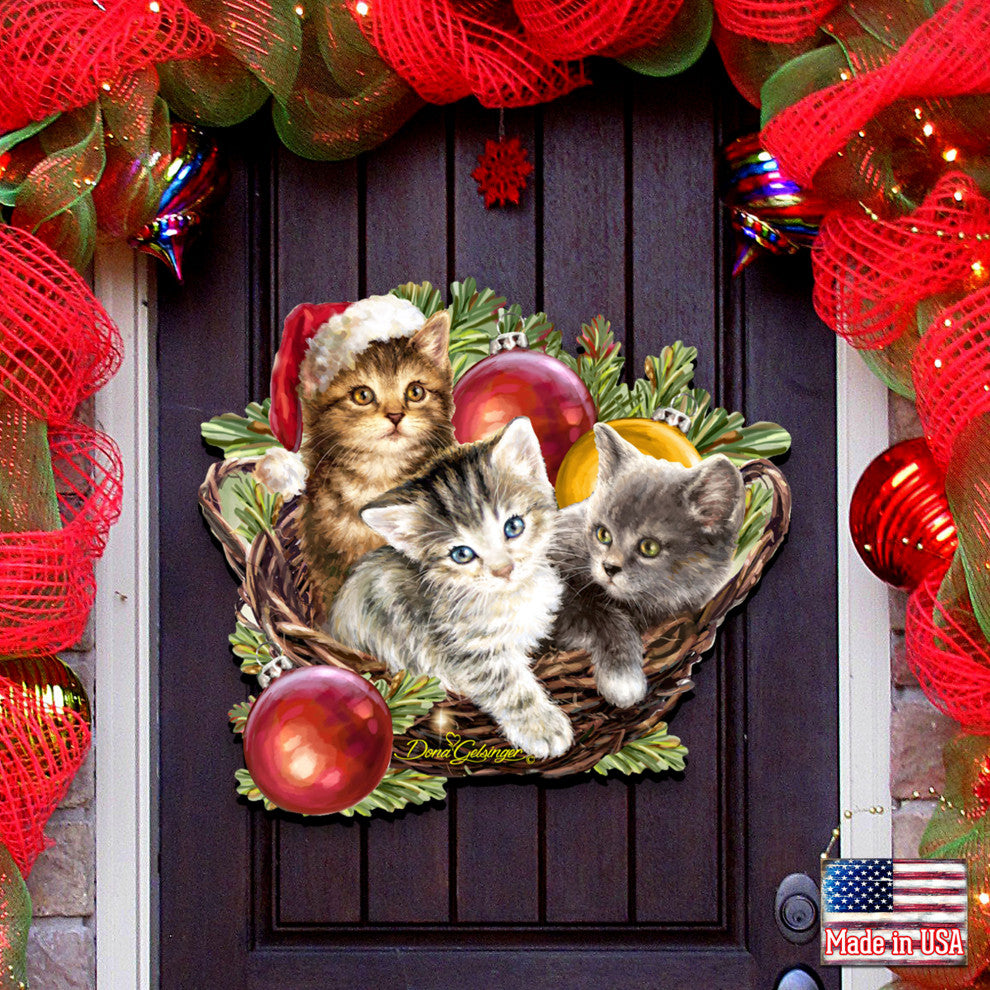 Christmas Kittens Wall and Door Hanger by Dona Gelsinger
