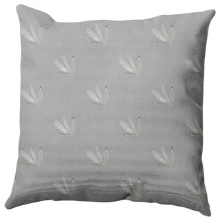 Feather Pattern Decorative Throw Pillow, Gray, 18"x18"