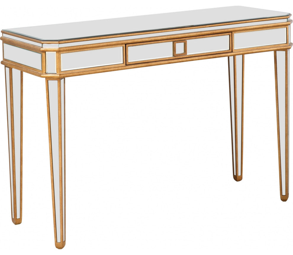 Antiqued Gold Finish Console Table