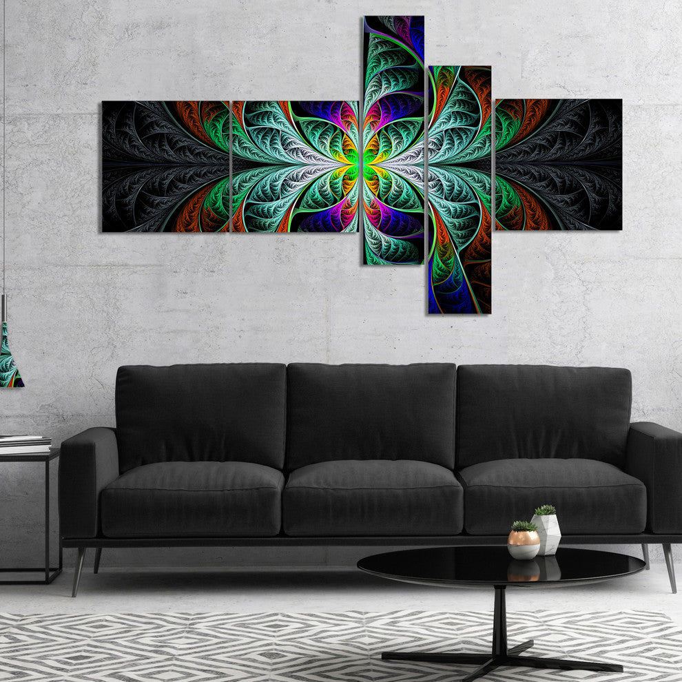 Fabulous Blue Fractal Texture, Abstract Canvas Art Print, 60"x32", 5 panels