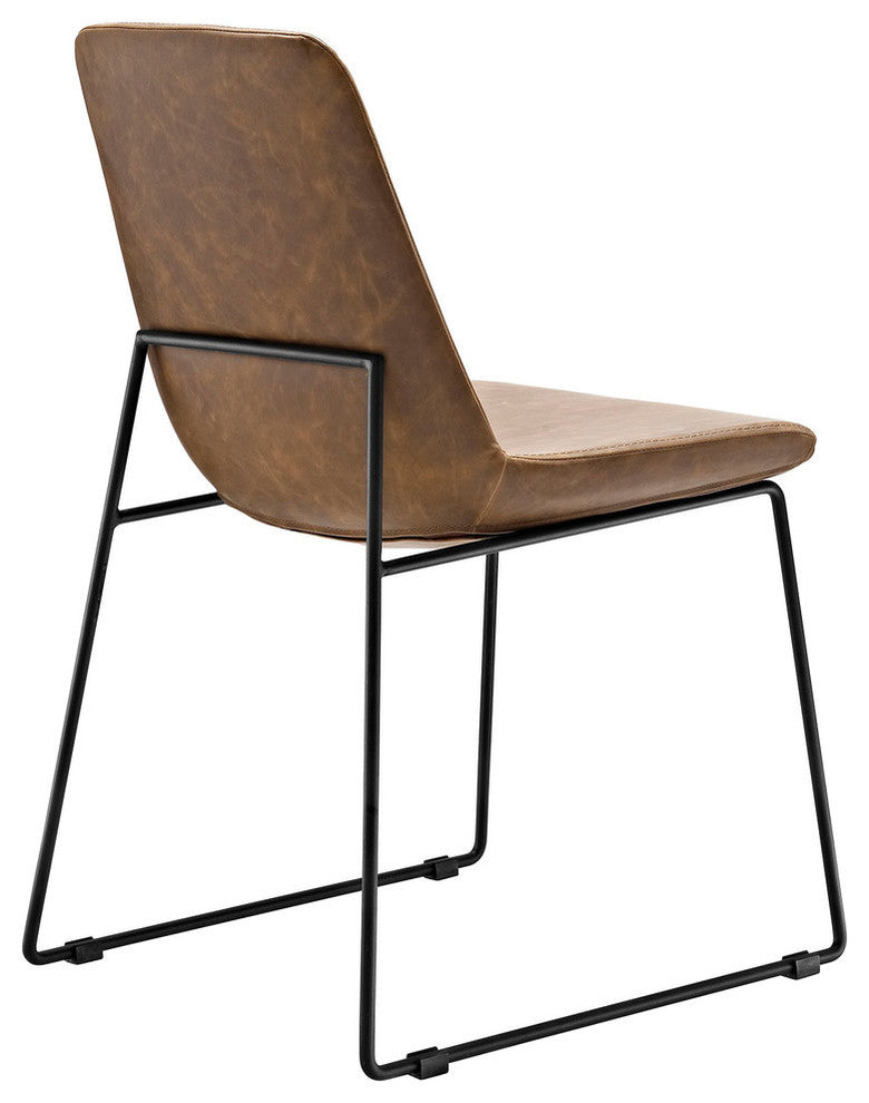 Modern Contemporary Dining Vinyl Side Chair, Brown, Vinyl Leather