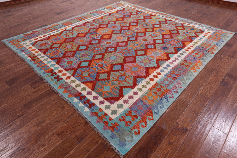 Wool On Wool Flat Weave Kilim Reversible Rug 8' 10" X 9' 6" - Q12542