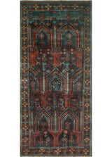 Fine Vintage Distressed Ines Brown/Charcoal Runner, 4'1x8'10