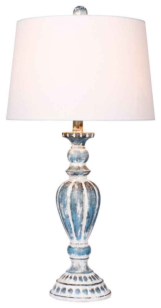 Resin Table Lamp In Cottage, Antique Blue, 29.5"