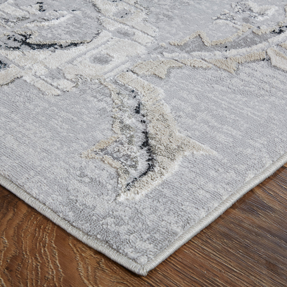 Weave & Wander Adana Metallic Rug,Silver Gray/Ivory, 6ft-7in x 9ft-6in Rug