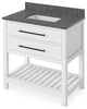 Wavecrest Contemporary White 36" Vanity, Boulder Cultured Marble Top