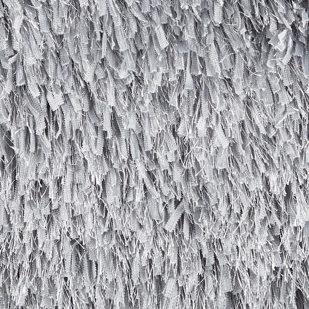 Square Gray Shag Throw Pillow