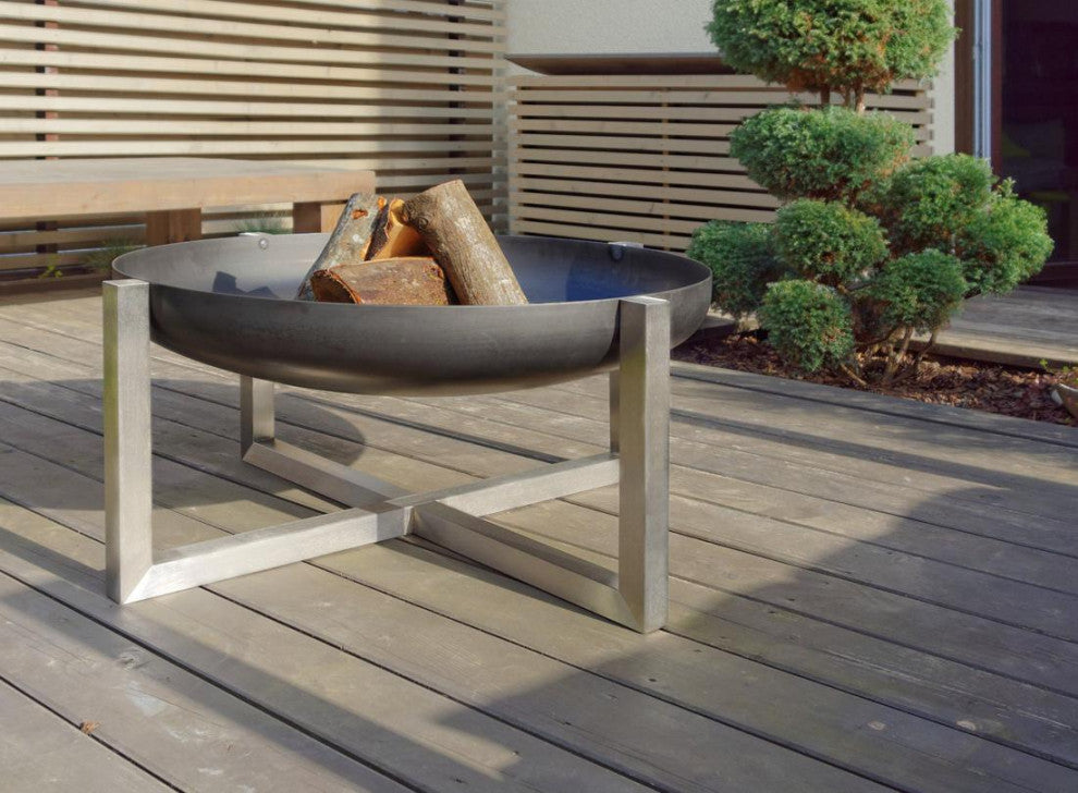 Quadra Fire Pit Rusting Stainless Steel Modern Contemporary Fireplace Fire Bowl