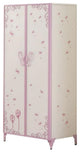 Armoire with Butterfly Design, White and Light Purple