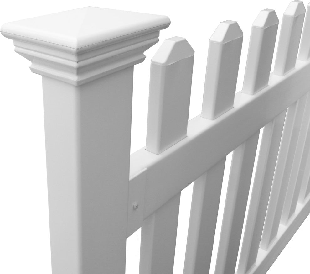 36" High No-Dig Newport Vinyl Permanent Picket Yard Fence