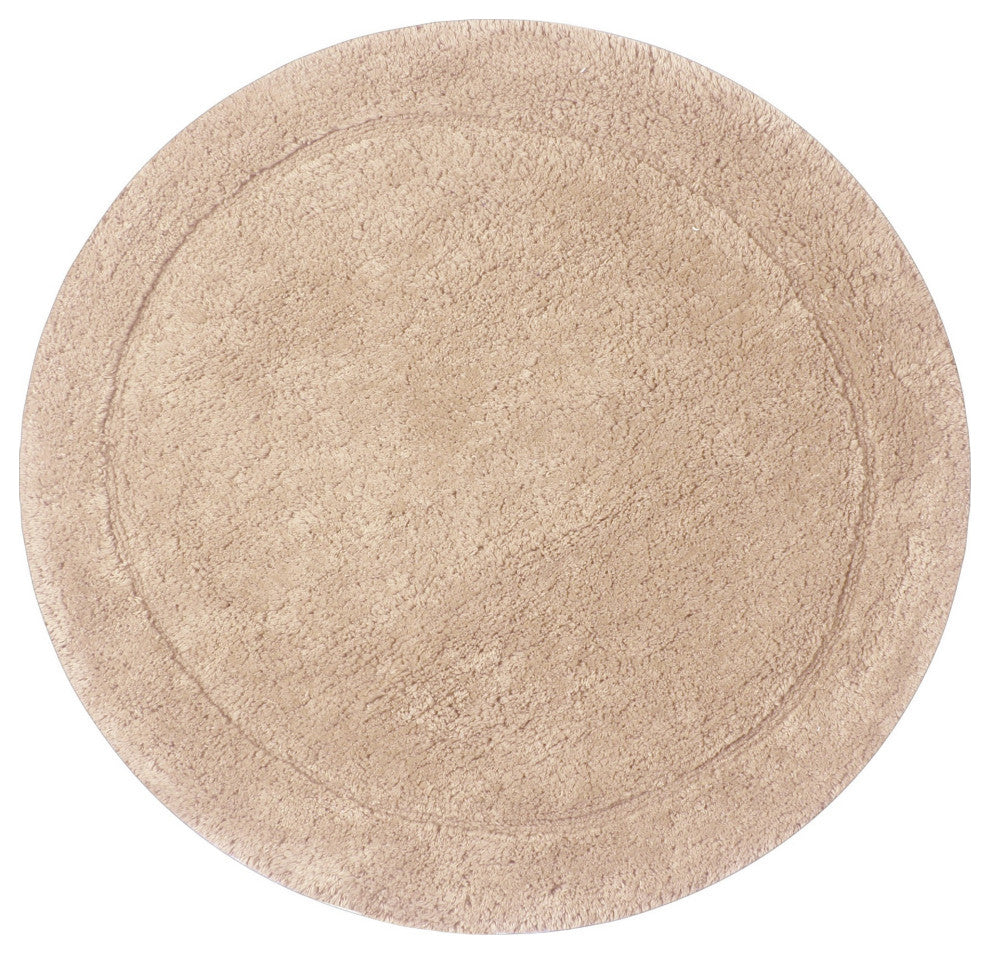 Waterford Absorbent Cotton and Machine washable Bath Rug 22" Round, Linen