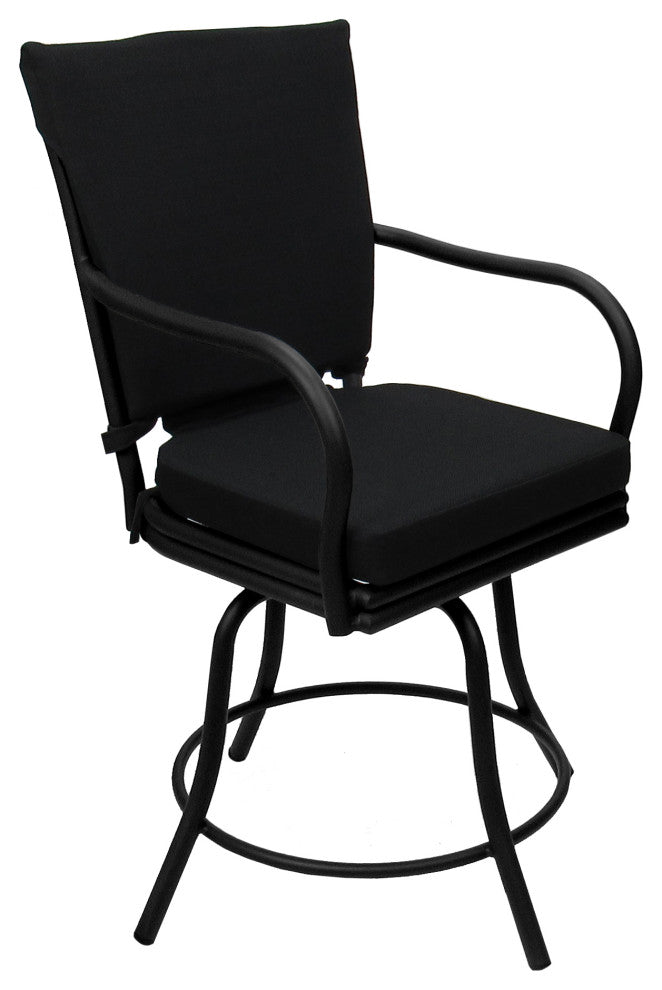 Outdoor/Indoor Patio Swivel Dining Chair Ofir with Arms, Black - Black