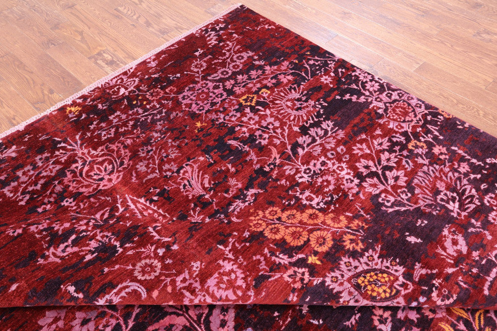 Wool and Silk Modern Hand Knotted Rug 8' 10" X 11' 11" Q9951