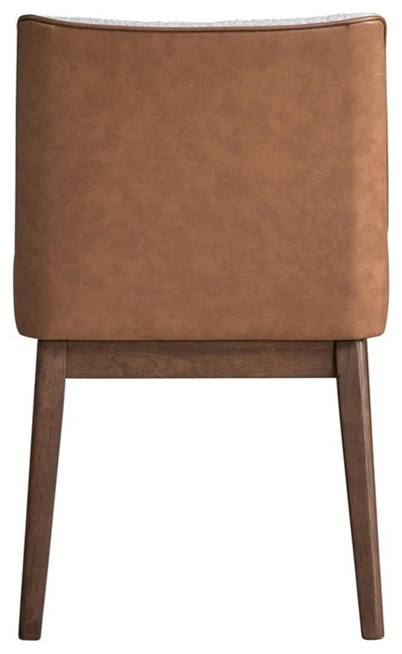 Pemberly Row 19" Velvet Side Chairs in White/Brown/Walnut (Set of 2)