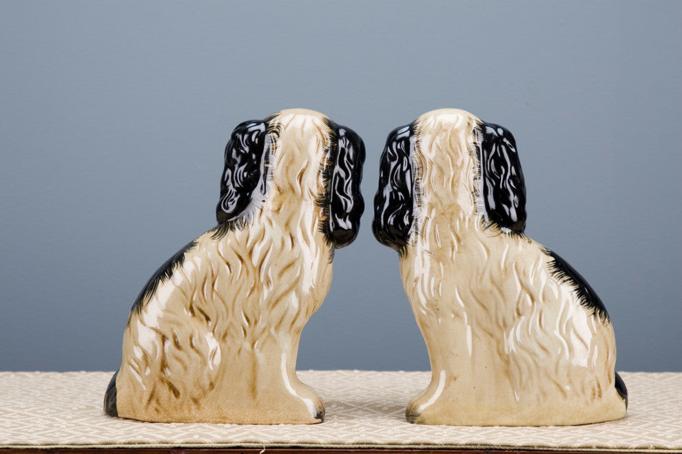 Staffordshire Reproduction Dogs, 9.5", Black, 2-Piece Set
