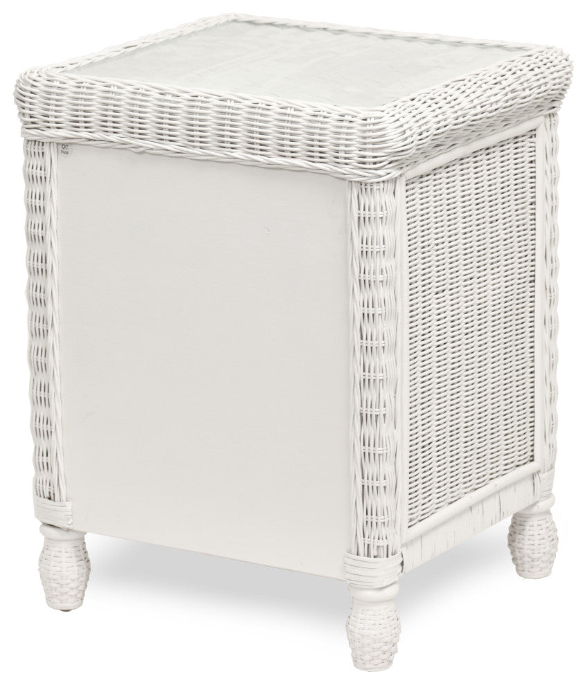 Santa Cruz 2-Drawer Nightstand With Glass Top, White
