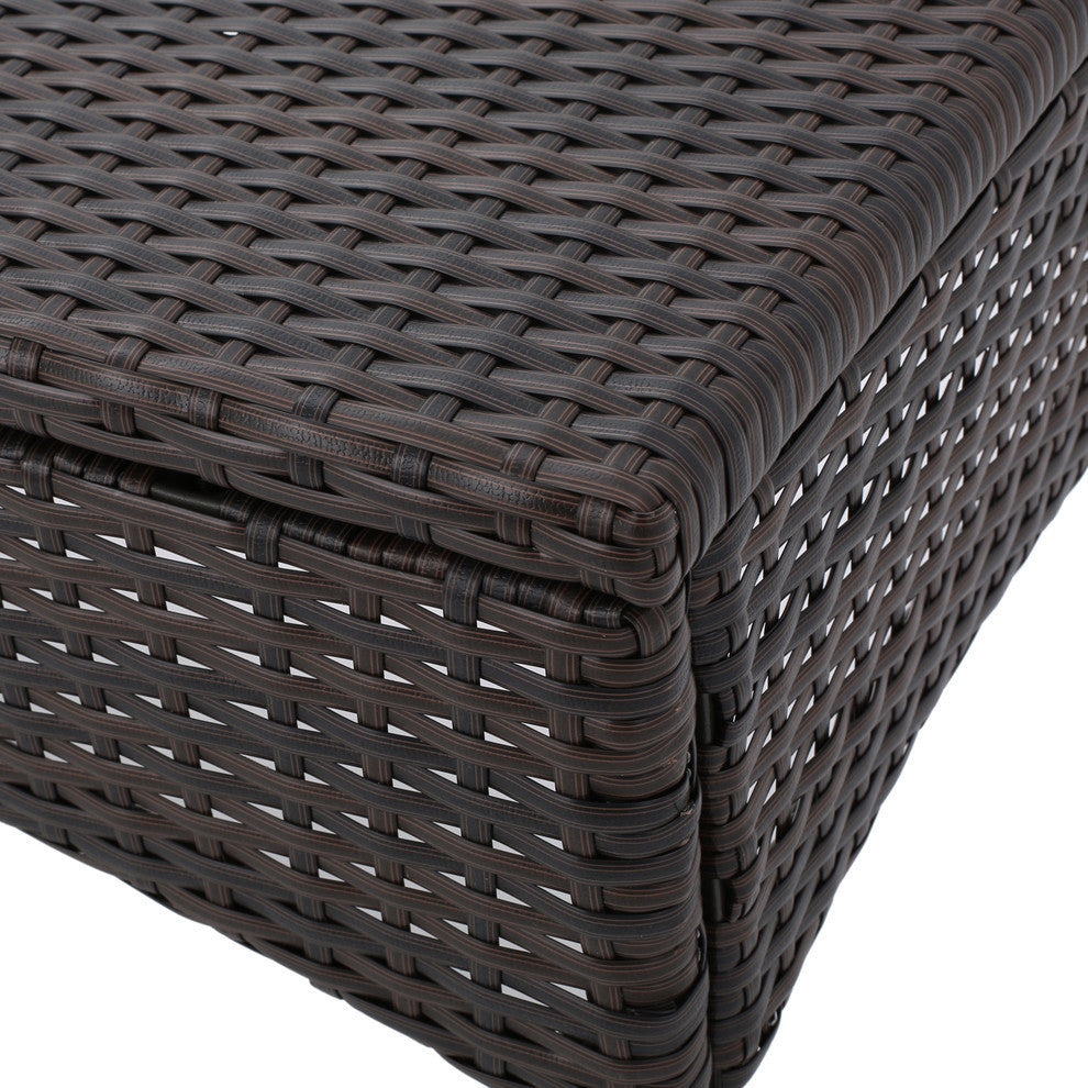 GDF Studio 4-Piece Tahiti Outdoor Wicker Chat, Dark Cream Water Resista Set