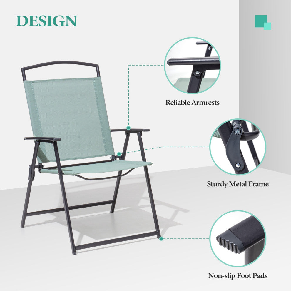 3-Piece Patio Bistro Set, Outdoor Folding Chairs and Table Set, Green