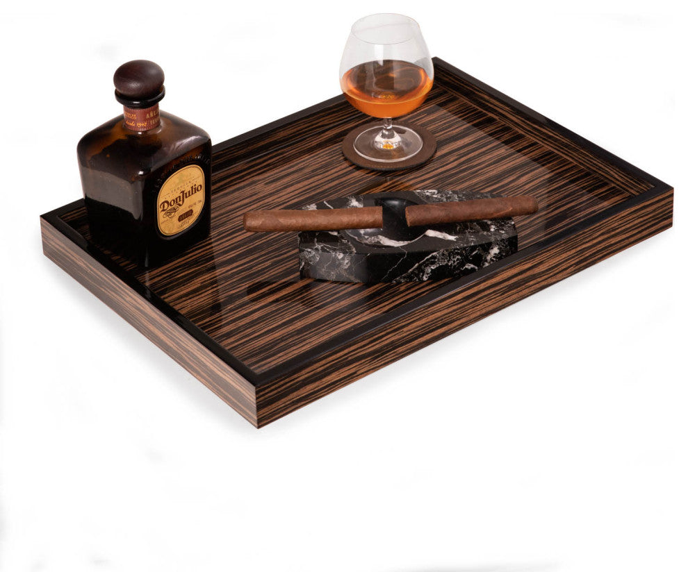 High Lacquered Ebony Wood Tray Table