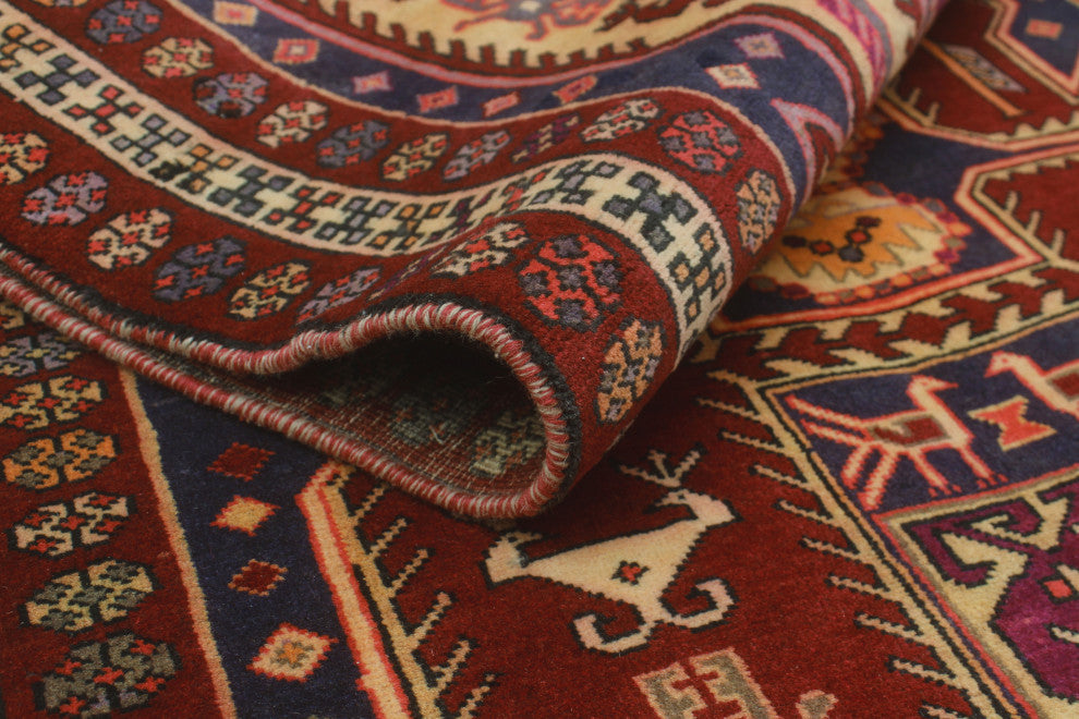Fine Vintage Distressed Aprille Burgundy/Navy Runner, 3'7x9'4