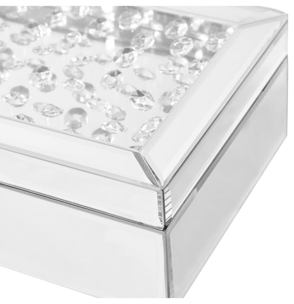 Sparkle 10" Contemporary Crystal Jewelry Box In Clear