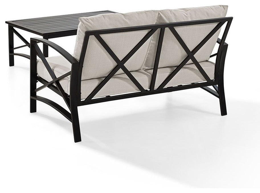 Kaplan 2-Piece Patio Set, Loveseat, Coffee Table, Oatmeal